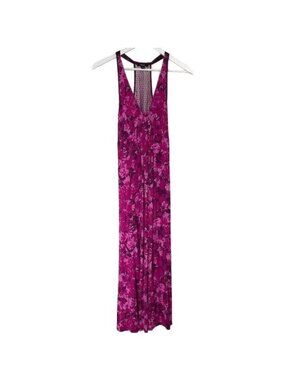 Midnight Floral Maxi Nightgown Pink Purple Racerback Lace
